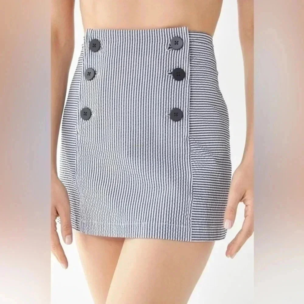Urban Outfitters | UO Sailorette Grey Striped Mini Skirt Size S Small NWT